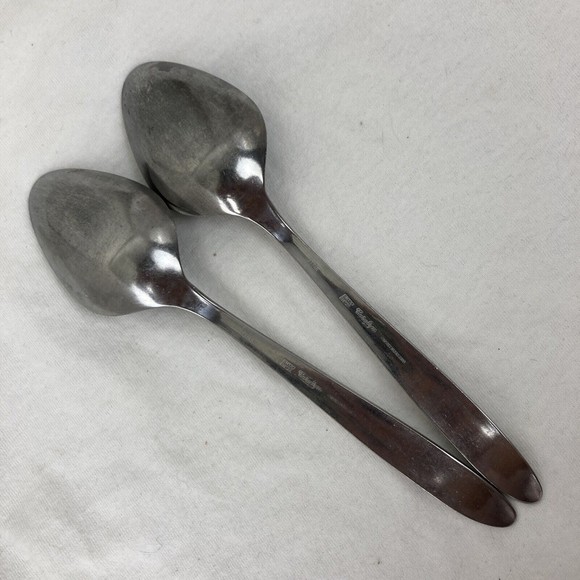 Ecko Eterna Carolyn Stainless Textured Roses Stainless Lot 2 Serving Spoon 8 1/2 - Picture 9 of 9